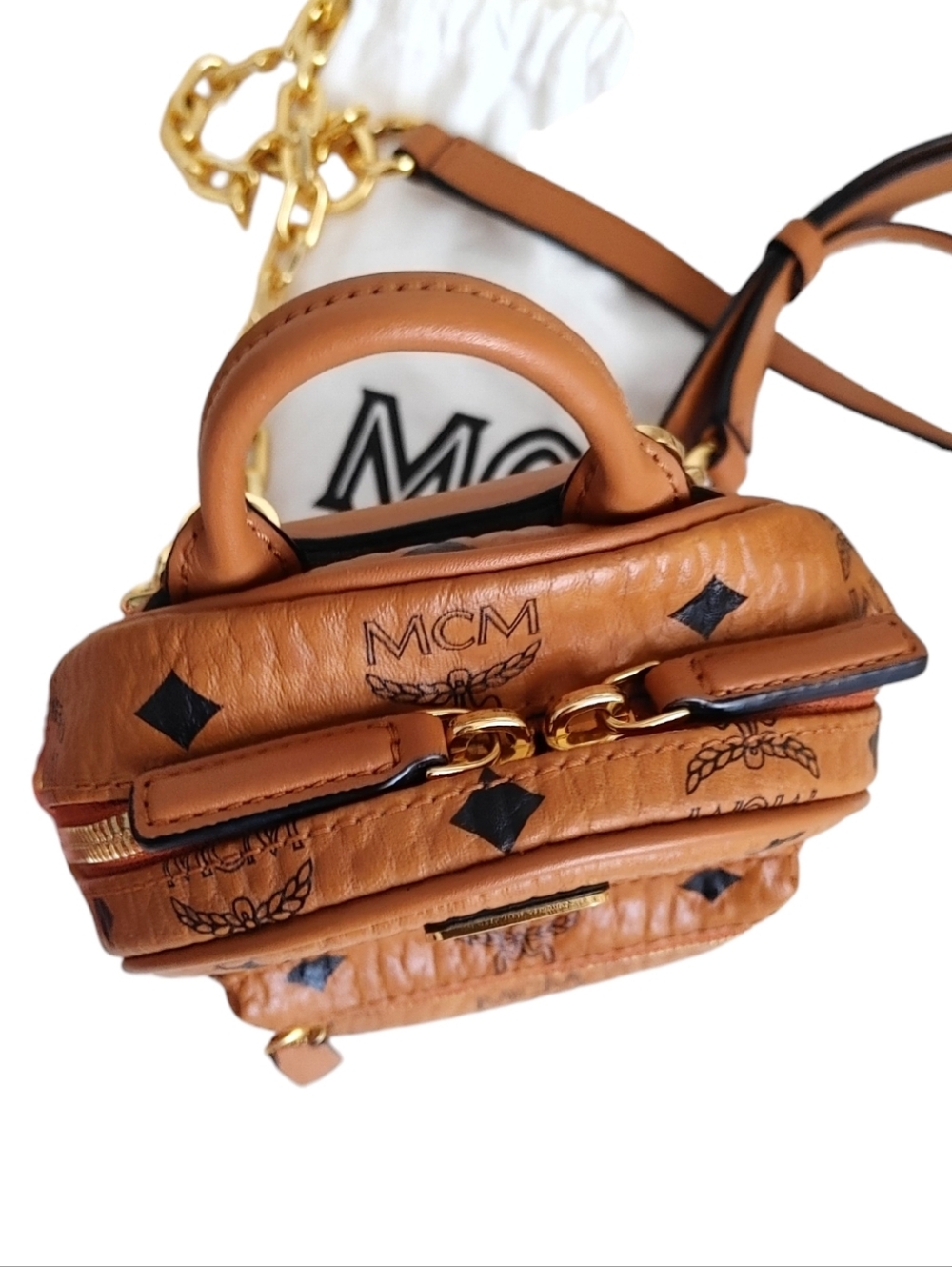 MCM Viesto Monogram Canvas Leather Convertible Bag - Picture 5 of 16